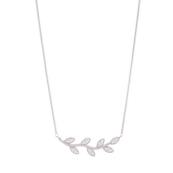 Laurel Necklace - Platinum Plated/ 42 Prong Set White Cubic Zirconia - Picture 3 of 5